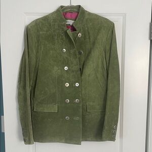 Gretchen Scott Light Green Washable Suede Jacket with Pink Liner Size XL